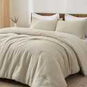 PHF Ultra Soft Waffle Weave Comforter Set Queen Size, 3 Pieces Lightweight Breathable Comfy Bedding Set, Comfy Textured 1 Comforter with 2 Pillow Shams, Linen