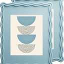 IRahmen 11x14 Wavy Picture Frame Set of 2 - Scalloped Frame Display Picture 8x10 with Mat or 11 x 14 Without Mat, Blue Photo Frame with Tempered Glass for Wall Mount