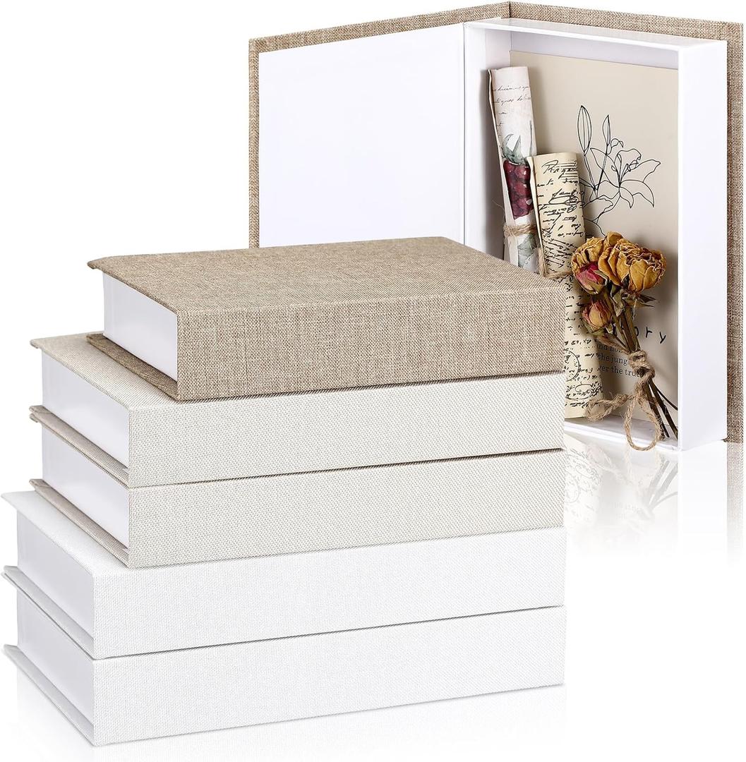 Tioncy 6 Pcs Decorative Books for Home Decor Modern Linen Covered Book Set Fake Books for Bookshelf Shelves Mantel Tiered Tray Hotel Display