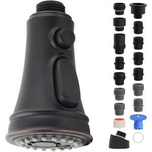 iFealClear Kitchen Faucet Replacement Head, Pull Down Spray Head 3 Modes Kitchen Faucet Sprayer Head Replacement Compatible with Moen, Delta, Kohler, 15 Adapters, Oil Rubbed Bronze