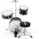 13 Inch 3-Piece Kids Junior Beginner Drum Set w/Tom Snare Bass Drum Black