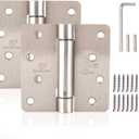 Self Closing Door Hinge 4 inch Satin Nickel Auto Close Hinges Adjustable 4" x 4" Spring Hinges Door Closer Hinge 1/4" Radius Corner Commercial Auto Self-Closing Hinge UL Listed, 2 Pieces