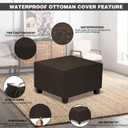 Ottoman Cover Square, Waterproof Square Ottoman Covers Thick Slipcover for Living Room, Washable Storage Footstool Furniture Protector for Dogs,Pets,Chocolate,X-Large