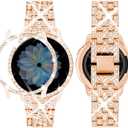 SUPOIX Band with Case Compatible for Samsung Galaxy Watch 8/7/6 40mm 44mm, 20mm Women Bling Replacement Strap & PC Protective Bumper Face Cover for Galaxy Watch 8/7/6,  Rose Gold, Galaxy Watch 6 44mm