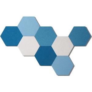 LAJAR 8 Pcs Self Adhesive Felt Bulletin Board Tiles (Large), Hexagon Color Felt Pin Board Wall Tiles for Photos, Pictures, Memos (Cyanine Large)