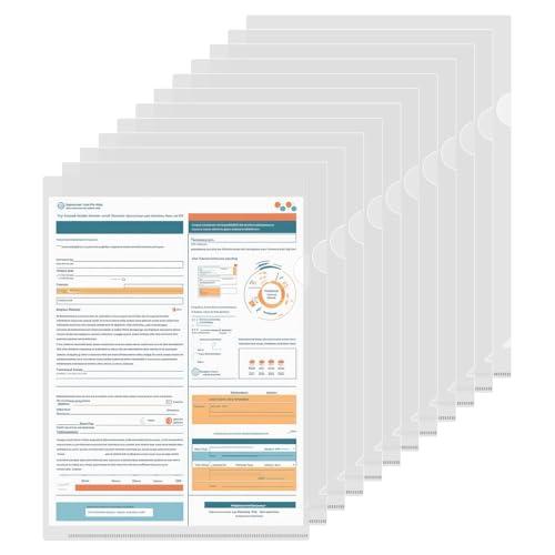 Oqqlin 100 Pcs Clear Document Folders Bulk, L-Type Plastic Copy Safe Project Pockets for A4 Paper Waterproof Folders Sleeves for Home, School, Office