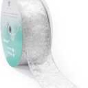 CT CRAFT LLC Organza with Silver Glitter Snowflakes Wired Ribbon 2.5 inch x 50 Yards for Christmas Home Decor Tree Topper Bow Gift Wrapping DIY Crafts Wreath Garland Wedding