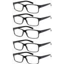 Reading Glasses 5 Pairs Quality Readers Spring Hinge Glasses for Reading for Men and Women (5 Pack Black, 1.75)
