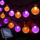 Lomotech Orange Purple Solar Halloween Lights, 72FT 100 LED Globe 8 Modes Waterproof Fairy Lights for Decoration