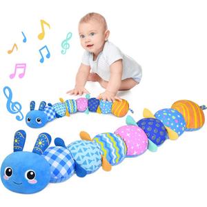 Baby Toys 0-6 6-12 Months, Sensory Music Animal Stuffed Toy for 0 1 2 3 4 5 6+ Months, Plush Toy with Crinkle and Rattles for Infant Newborn, Tummy Time Toys Gifts for 0-3-6-12 Month