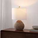 JONATHAN Y Kona 20.5" Rattan and Metal Table Lamp, Brown/Brass Gold