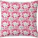 Pink and White Christmas Poinsettia Floral Pillow Covers 18x18, Rustic Cottagecore Christmas Flower Decorative Throw Pillow Covers for Couch Sofa Bedroom Living Room Home