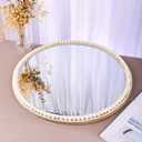 SWTHONY 20 Inch Boho Beaded Round Mirror Wall Decor, Decorative Hanging Circle Nursery Mirrors for Girl Room, Farmhouse, Livingroom, Bedroom