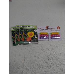 ArtCreativity Wrapped Candy Highlighters for Kids, Set of 2, Assorted Fruit-Scented Highlighters, Cute Back to School Supplies, Stationery Party favors for Boys and Girls, Fun Office Gifts, Scratch Art Includes 4 Illustrated Scratch Sheets, 2 Design