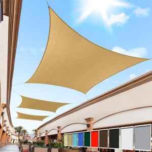 Royal Shade 10' x 10' Sand Beige Square Sun Shade Sail RS-SLR, UPF50+ 95% UV Blockage, 200GSM Commercial Standard Heavy Duty, Water & Air Permeable Canopy Fabric for Patio (We Make Custom Sizes)