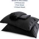 Bedsure Queen Sheets, Rayon Derived from Bamboo, Queen Cooling Sheet Set, Deep Pocket Up to 16", Breathable & Soft Bed Sheets, Hotel Luxury Silky Bedding Sheets & Pillowcases, Black