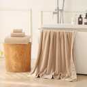 30x60 Inches Large Bath Towels Super Soft Qucik Dry Hanging Loop Microfiber Bathroom Towels (Beige, 6 Pack)