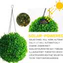 7.9'' Artificial Boxwood Topiary Ball Artificial Topiary Ball for Outdoors with Solar Powered Led Light for Garden, Wedding, Balcony, Patio, Office, Home Decor