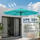 9ft Patio Umbrella with Push Button Tilt and Crank,Outdoor Market Table Umbrella UV Protection 8 Sturdy Ribs for Backyard,Garden,Pool,Deck(Peacock Blue)