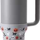 2 x Halloween Boot for Stanley, Silicone Protector Sleeve for Stanley Quencher H2.0 FlowState Tumbler 20oz/20oz/30oz/Stanley Adventure Quencher Tumbler 24oz Cup Accessories (Gray)