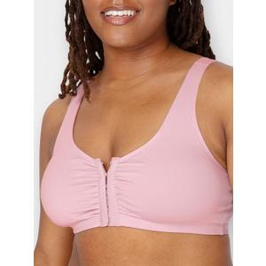 Fruit of the Loom Women's Comfort Front Close Sport Bra with Mesh Straps 40, 2 Pack, Dark Grey & Pink