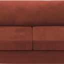 H.VERSAILTEX Sofa Cover 3 Piece T Cushion Loveseat Slipcovers Thick Velvet Couch Cover Stretch T Cushion Sofa Covers for 2 Cushion Couch with 2 Individual T Cushion Covers Washable, Rust