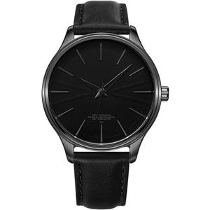 Mens Watches Ultra-Thin Minimalist Waterproof Fashion Simple Business Wrist Watch for Men Unisex Dress with Leather Band (512-All Black)