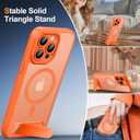 Magnetic Compatible with iPhone 15 Pro Max Case, [Built-in Kickstand][Full Camera Protection][Compatible with MagSafe][Anti-Fingerprint] Shockproof Phone Case for iPhone 15 Pro Max 6.7",Orange