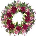 24-Inch Peony Wreath for Front Door – Artificial Berry & Floral Spring Wreath, Handmade Summer Front Door Decor – All-Season Wreath for Porch, Garden, Window Decor