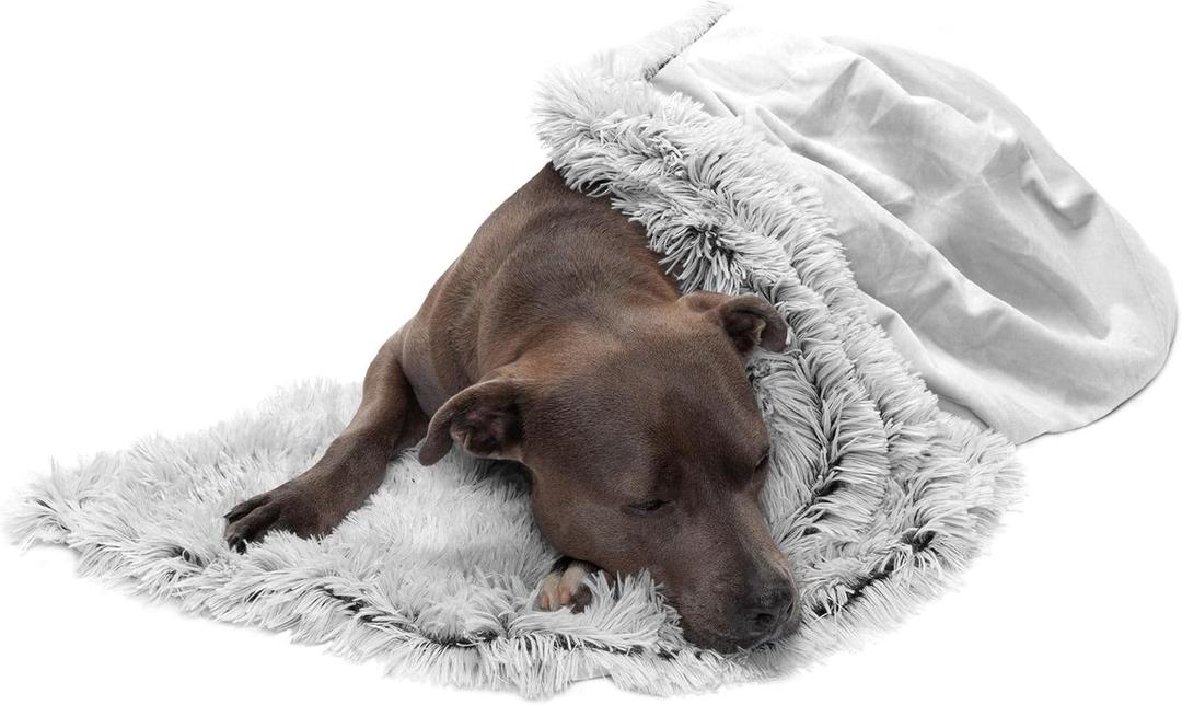 Furhaven Waterproof Throw Blanket for Dogs & Indoor Cats, Washable - Shaggy Plush Calming Long Faux Fur & Velvet Dog Blanket - Mist Gray, Large