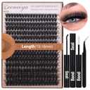 Geeneiya Volume Lash Clusters Kit DIY Lash Extension Kit D Curl Eyelash Extensions with Waterproof Lash Bond and Seal Waterproof Tweezers,10-16MM Cluster Lashes 300Pcs