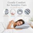 Rectangular Satin Silk Piercing Pillow, Soft High Resilience PP Cotton Ear Pillow with Central Hole for Side Sleepers, Comfort Pressure Relief Donut Sleep Cushion (Gray)