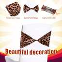 Newwiee 48 Pcs Spandex Chair Bands Animal Print Elastic Chair Sashes Bow Polyester Chair Cover Bands Ties Without Buckle for Animal Safari Jungle Theme Party Birthday Decor (Leopard Print)