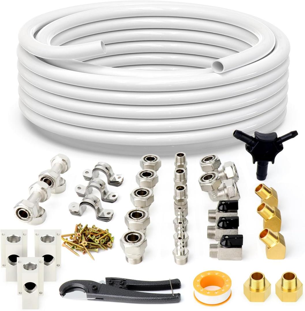 GASHER Compressed Air Piping System, 3/4 Inch ID100 Feet HDPE Pipe, Garage & Shop Air Line Kit, Leak-Proof & Easy to Install