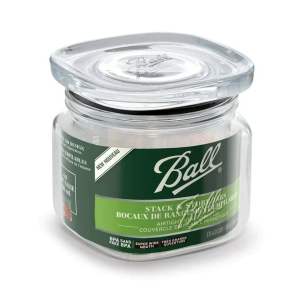 Ball Wide Mouth Mason Jar 4.0 Cup (1 Pack) With M.E.M Wooden Storage Lid for Storage, Grains, Herbs, Pasta, Coffee, Cookies