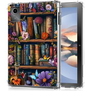 Clear Case for Lenovo Tab M11/Tab K11 LTE 11 Inch 2024, Transparent TPU Silicone Protective Shell Shockproof Case for Lenovo M11 Tablet (TB330FU/TB330XU), Flower Book