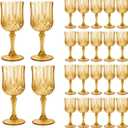 24 Pcs Plastic Amber Wine Drinking Glasses, Plastic Vintage Gold Champagne Vintage Wine Glasses, Unbreakable Goblets for Parties Wedding, Party, Red Wine Glass, Bars, Restaurants, 7Oz