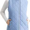 Women's Vest, Quilted Puffer Water-Resistant Zip With Pockets (Blue, XL)