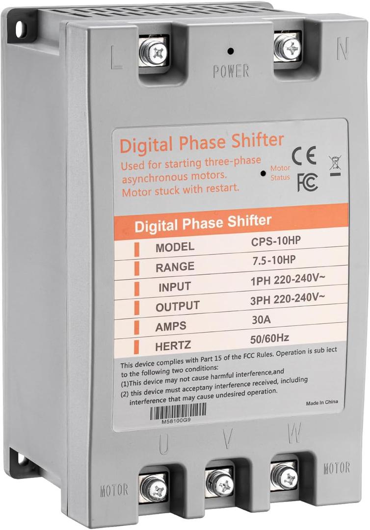 Single Phase to 3 Phase Converter10HP 220V 3 Phase Converter220V-240V Input/Output Digital Phase Shift for 10HP Motor