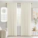 MIULEE Cream Back Tab Blackout Curtains 84 Inch Length 2 Panels Set for Living Room Bedroom Privacy, Rod Pocket/Pinch Pleat Thermal Insulated Room Darkening Pleated Light Blocking Drapes