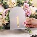 30 x UNIQOOO Frosted Arch Wedding Table Numbers with Stands 1-30, Gold Foil Printed 5x7 Acrylic Display Signs and Holders, Pack of 30, Perfect for Centerpiece, Reception, Decoration, Party, Anniversary, Event