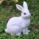 1 Pair Garden Statues Bunny Decor Resin Rabbit Figurine Cute Fairy Garden Decor Outdoor Statues for Patio Yard Porch Balcony Gifts for Women Mom Grandma White (Smill)