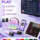 YLL Upgraded Mini Karaoke Machine with 4 Wireless Microphones Toy for Kids, Birthday Gifts for Girls Boys, Portable MP3 Player for Ages 3, 4, 5, 6, 7, 8, 9, 10, 11, 12+ Year Old Party (Purple)