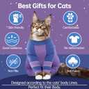 Sticky Hair Cat Clothes, Four-Leg Long Sleeve Cat Pajamas, Prevent Fur Shedding Kitten Onesie Shirts, Surgery Recovery Suit for Male Female, Wound Protection & Preventing Licking, Medium