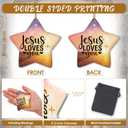 Syhood 18 Pcs Christian Christmas Ornaments Jesus Loves You Christian Double Sided Religious Ceramic Bible Verse Ornament for Christmas Tree Star Shaped Religious Xmas Church Home Decor for Mom Women