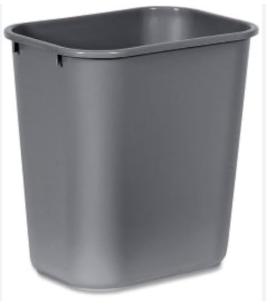 Grey Trash Can size: 15 3/4" x 11 1/4" x 20"