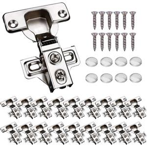 20 Pack Soft Close Cabinet Door Hinges for 1/2" Partial Overlay Cupboard, 100 Degree Opening Angel, Stainless Concealed Kitchen Cabinet Hinges with Mounting Screws and Manual (1/2 Inch)