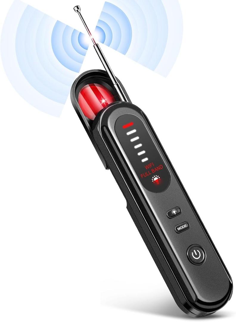 Hidden Camera Detectors, Rechargeable Wireless Large Find Range, Accurate Multi-Purpose Sensitivity Adjustable Bug Detector, Easy to Use Portable Camera Finder for Hotel, Office and Car (Medium)
