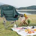 Nice C Camping Chairs, Oversized XL Padded Camping Chair, Outdoor Chair, Lawn Chairs, Lounge Chair, Wide&Thick, Heavy Duty 400lb, Carry Bag, Cupholder & Cooler (Two Green)