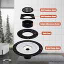 4 Inch Shower Drain Flange Kit Compatible with Schluter Kerdi Systems Shower Drain with Flange, Shower Floor Drain Kit, 304 Stainless Steel Grate & 2" ABS Flanges, Matte Black